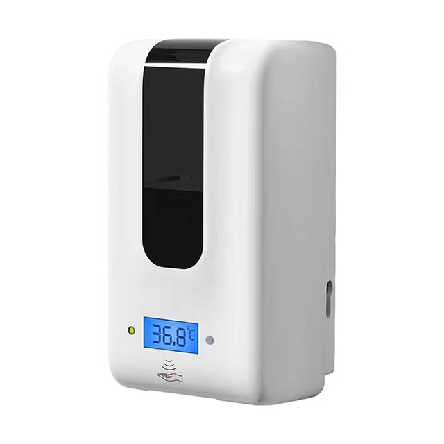 Dispensador de jabón desinfectante con sensor con termómetro de infrarrojos para uso público
