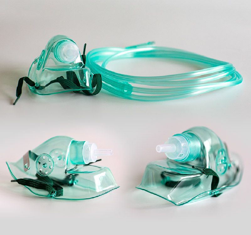Mascarilla desechable de oxígeno de PVC con tubo de oxígeno de 2 m