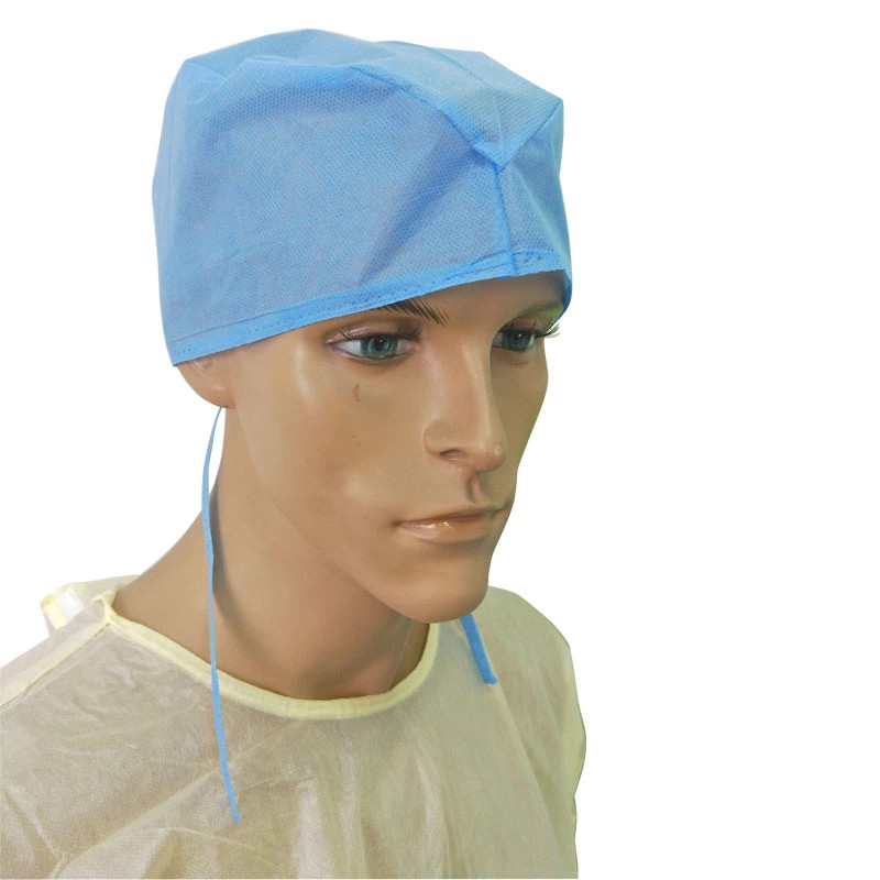 Gorro quirúrgico desechable con lazo y elástico para médicos